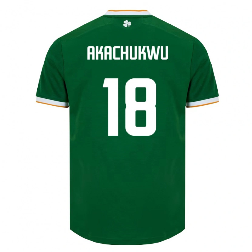 Danxen Barn Irland Romeo Akachukwu #18 Mörk Grön Vit Hemmatröja Matchtröjor 26-28 Tröjor T-Tröja