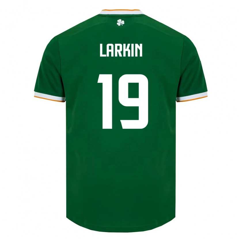 Danxen Barn Irland Abbie Larkin #19 Mörk Grön Vit Hemmatröja Matchtröjor 26-28 Tröjor T-Tröja