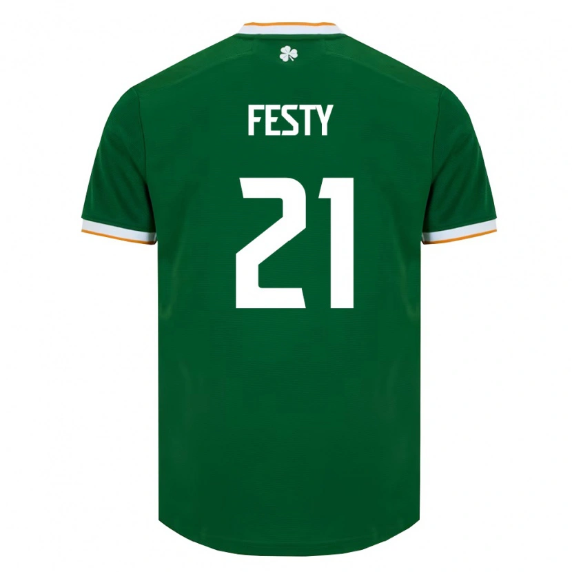 Danxen Barn Irland Festy Ebosele #21 Mörk Grön Vit Hemmatröja Matchtröjor 26-28 Tröjor T-Tröja