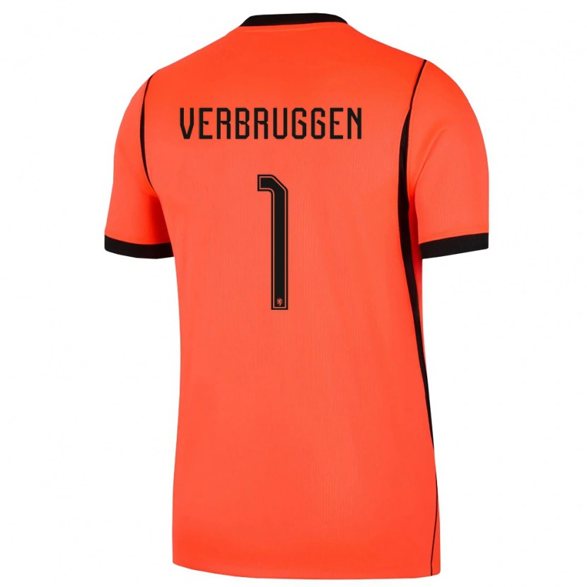Danxen Barn Nederländerna Bart Verbruggen #1 Orange Svart Hemmatröja Matchtröjor 26-28 Tröjor T-Tröja