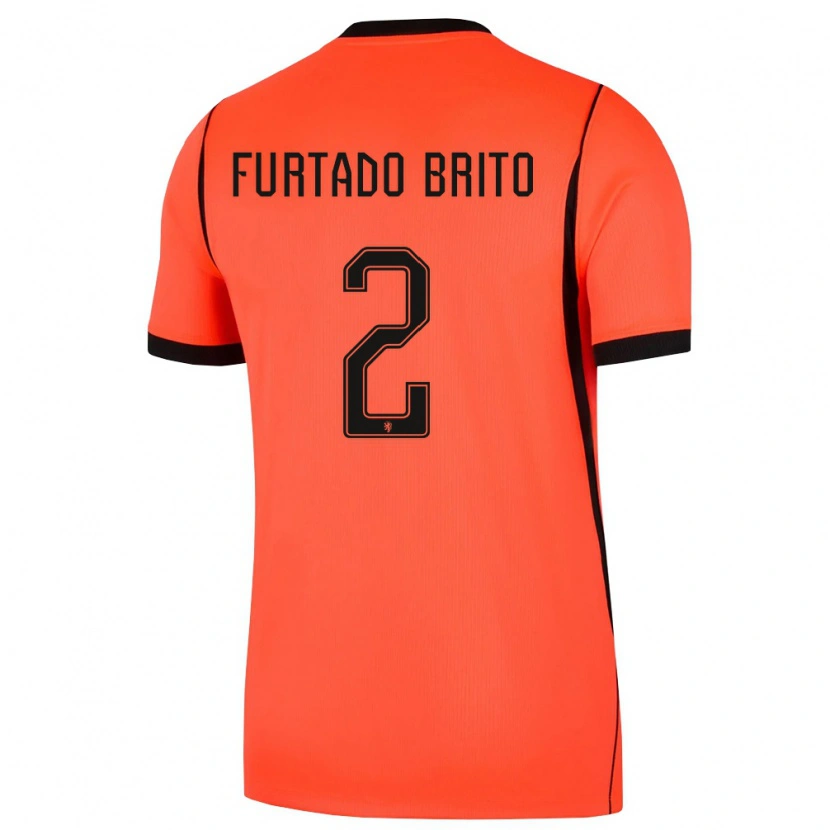 Danxen Barn Nederländerna Dinaylo Furtado Brito #2 Orange Svart Hemmatröja Matchtröjor 26-28 Tröjor T-Tröja