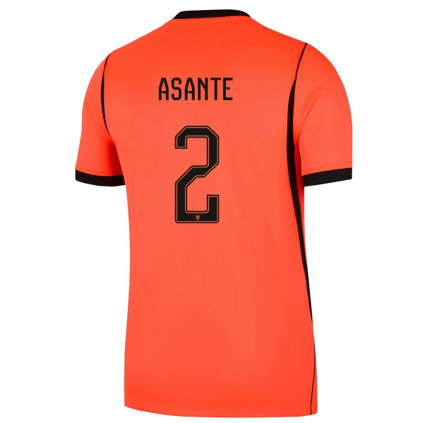 Danxen Barn Nederländerna Tyrese Asante #2 Orange Svart Hemmatröja Matchtröjor 26-28 Tröjor T-Tröja