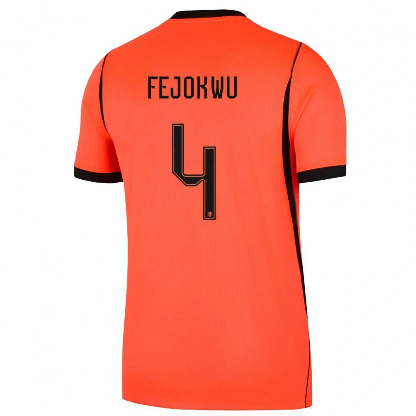 Danxen Barn Nederländerna Emmanuel Fejokwu #4 Orange Svart Hemmatröja Matchtröjor 26-28 Tröjor T-Tröja
