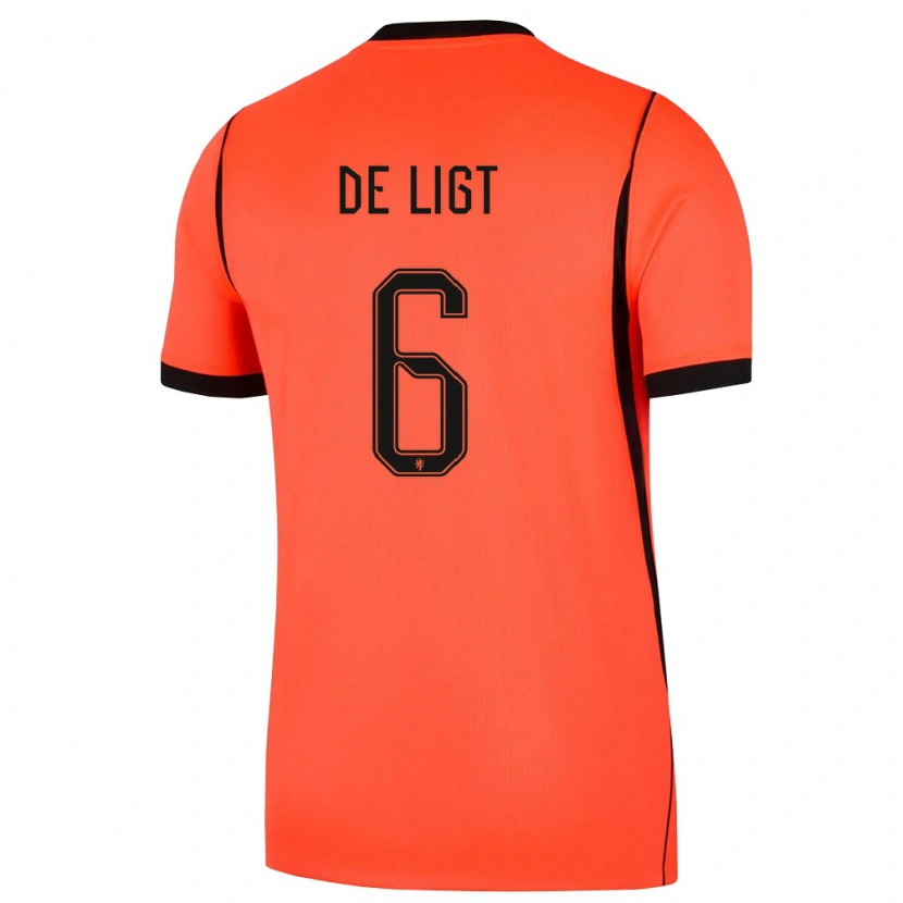 Danxen Barn Nederländerna Matthijs De Ligt #6 Orange Svart Hemmatröja Matchtröjor 26-28 Tröjor T-Tröja
