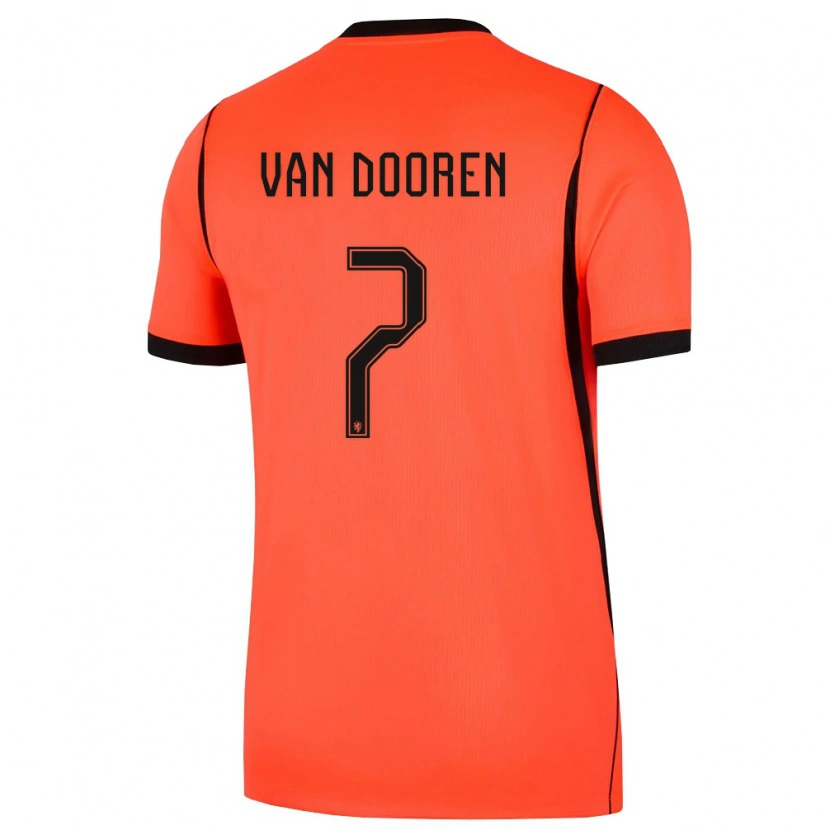 Danxen Barn Nederländerna Kayleigh Van Dooren #7 Orange Svart Hemmatröja Matchtröjor 26-28 Tröjor T-Tröja