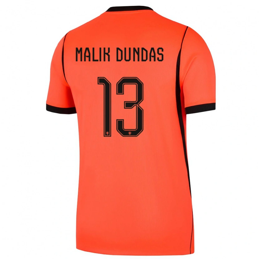 Danxen Barn Nederländerna Noa Malik Dundas #13 Orange Svart Hemmatröja Matchtröjor 26-28 Tröjor T-Tröja