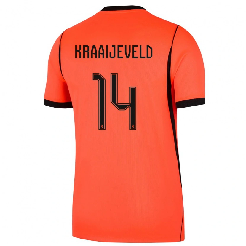 Danxen Barn Nederländerna Thijs Kraaijeveld #14 Orange Svart Hemmatröja Matchtröjor 26-28 Tröjor T-Tröja