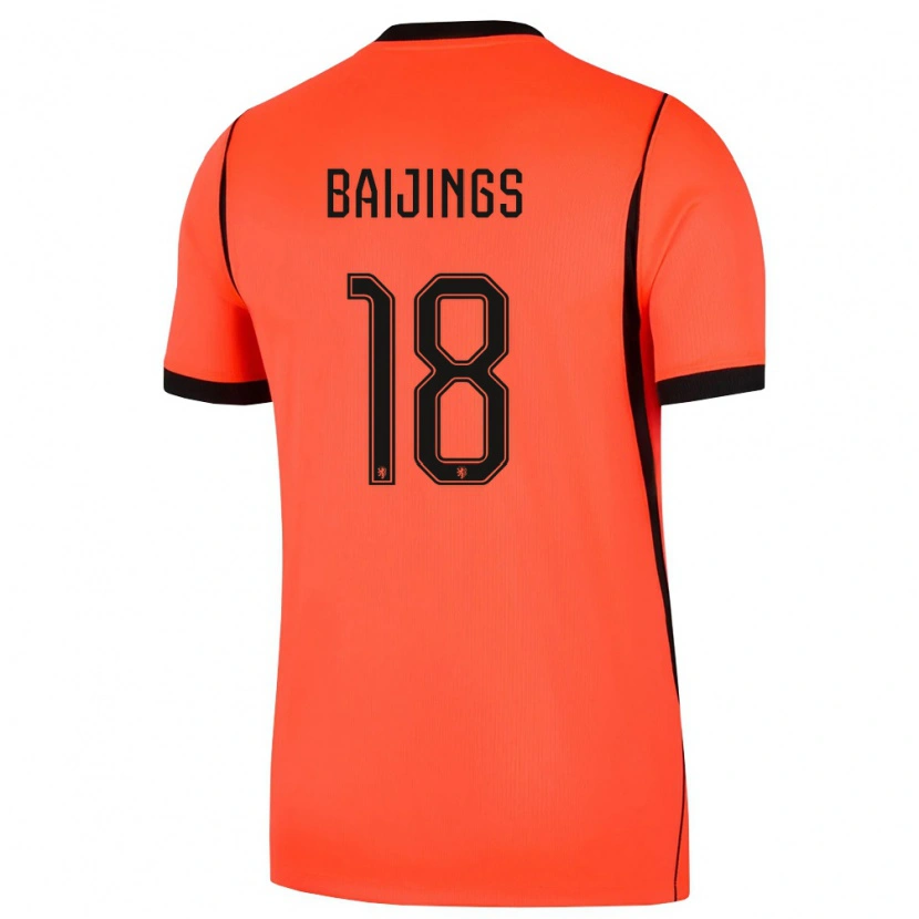 Danxen Barn Nederländerna Jill Baijings #18 Orange Svart Hemmatröja Matchtröjor 26-28 Tröjor T-Tröja