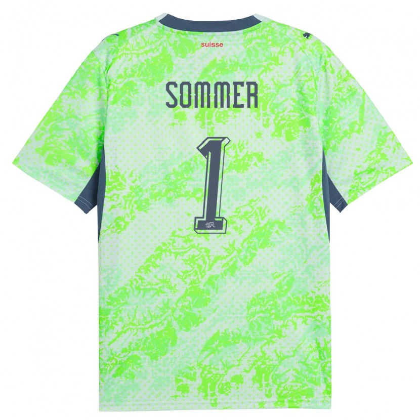 Danxen Barn Schweiz Yann Sommer #1 Grön Marin Bortatröja Matchtröjor 26-28 Tröjor T-Tröja