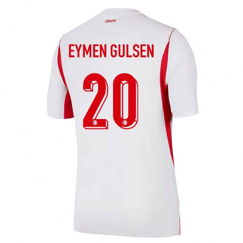 Danxen Barn Kalkon Ahmet Eymen Gülşen #20 Vit Röd Burgund Bortatröja Matchtröjor 26-28 Tröjor T-Tröja