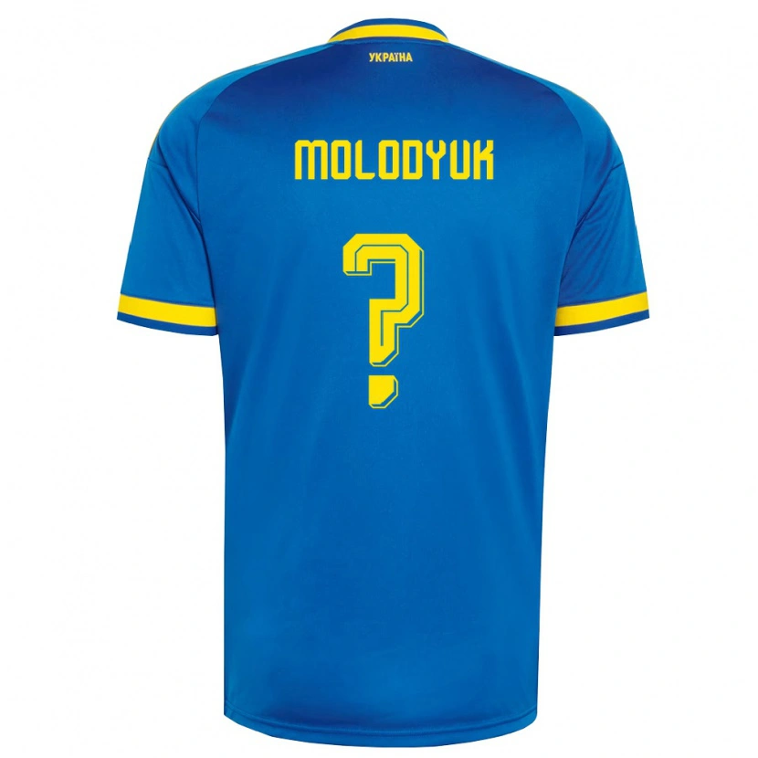 Danxen Barn Ukraina Yelyzaveta Molodyuk #0 Blå Gul Marin Bortatröja Matchtröjor 26-28 Tröjor T-Tröja