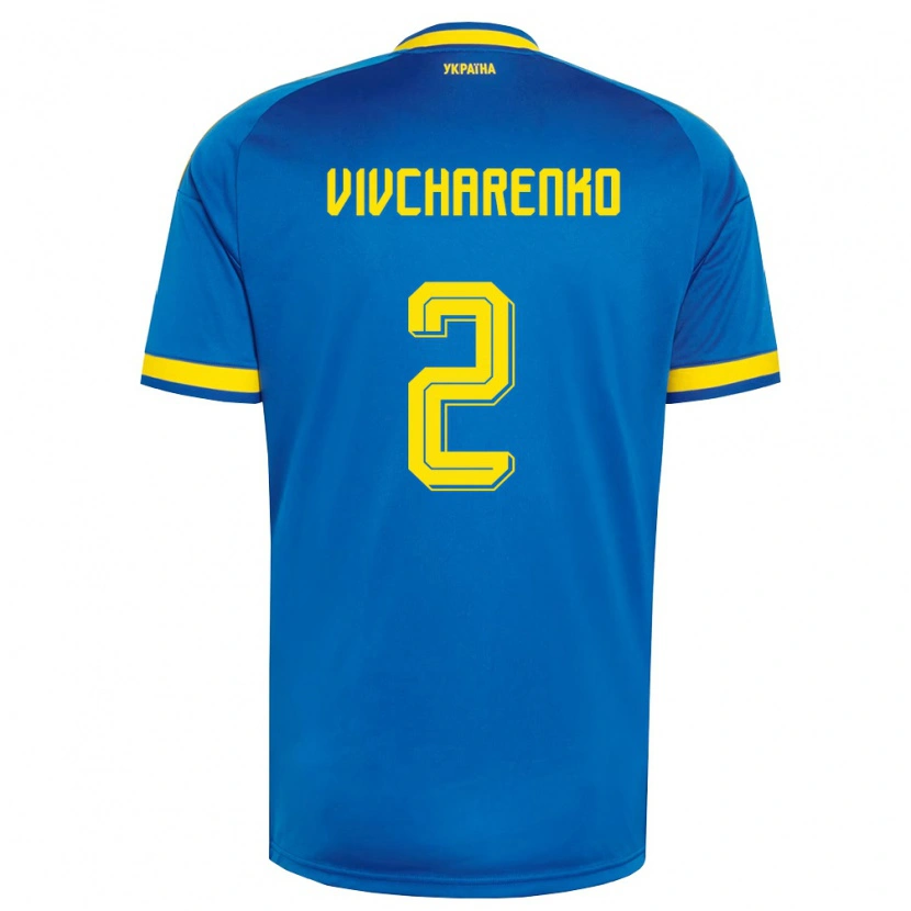 Danxen Barn Ukraina Kostyantyn Vivcharenko #2 Blå Gul Marin Bortatröja Matchtröjor 26-28 Tröjor T-Tröja