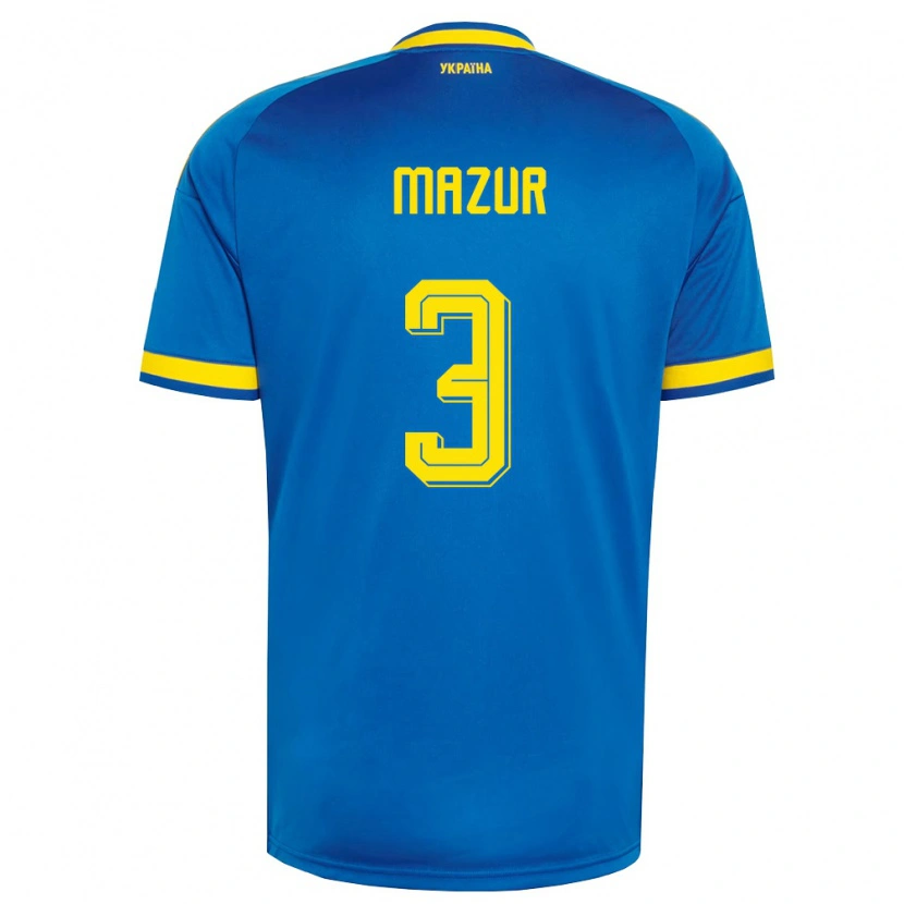 Danxen Barn Ukraina Artem Mazur #3 Blå Gul Marin Bortatröja Matchtröjor 26-28 Tröjor T-Tröja