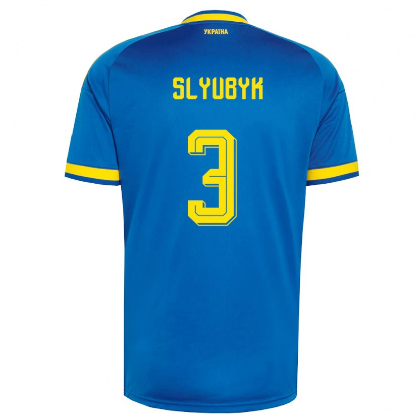 Danxen Barn Ukraina Bogdan Slyubyk #3 Blå Gul Marin Bortatröja Matchtröjor 26-28 Tröjor T-Tröja
