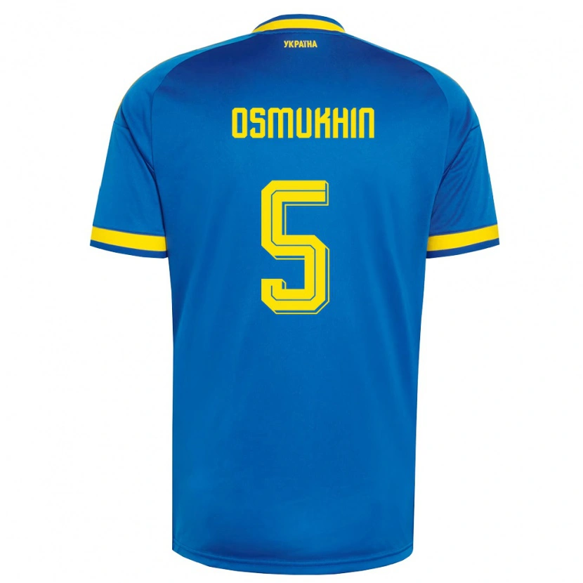 Danxen Barn Ukraina Zakhar Osmukhin #5 Blå Gul Marin Bortatröja Matchtröjor 26-28 Tröjor T-Tröja