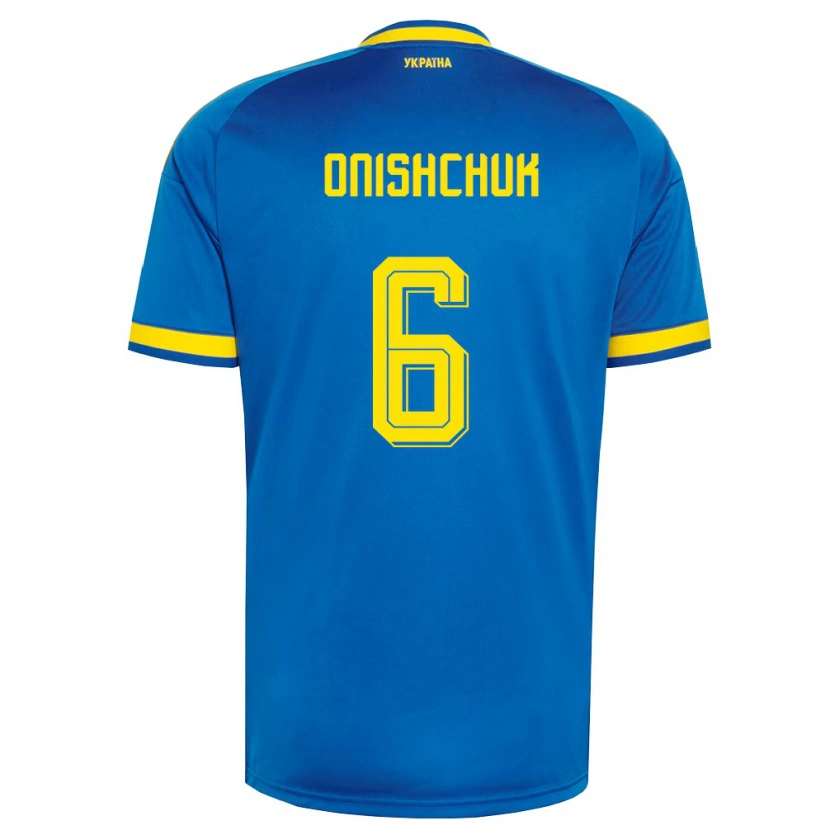 Danxen Barn Ukraina Yegor Onishchuk #6 Blå Gul Marin Bortatröja Matchtröjor 26-28 Tröjor T-Tröja