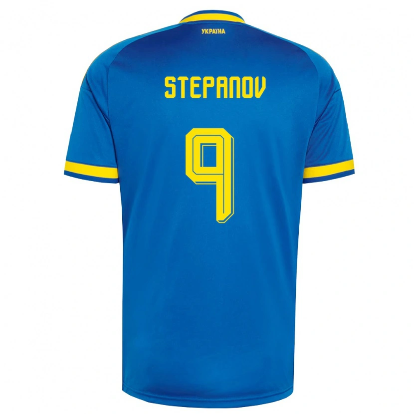 Danxen Barn Ukraina Artem Stepanov #9 Blå Gul Marin Bortatröja Matchtröjor 26-28 Tröjor T-Tröja