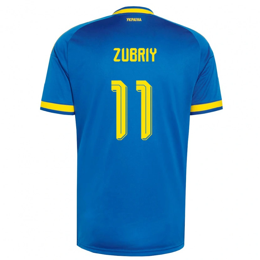 Danxen Barn Ukraina Artem Zubriy #11 Blå Gul Marin Bortatröja Matchtröjor 26-28 Tröjor T-Tröja