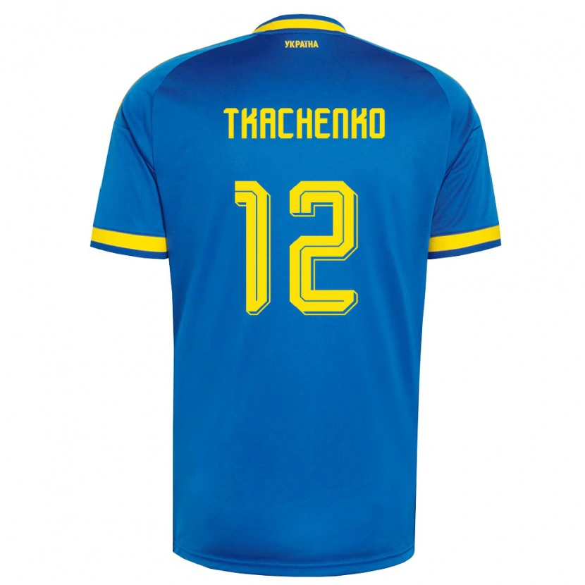 Danxen Barn Ukraina Fedir Tkachenko #12 Blå Gul Marin Bortatröja Matchtröjor 26-28 Tröjor T-Tröja