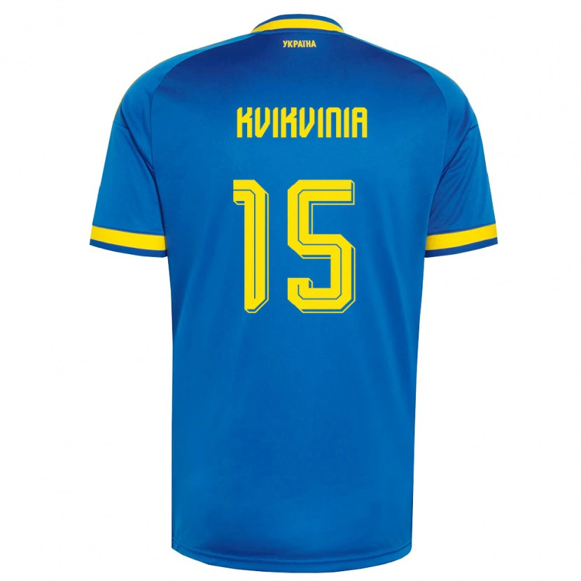 Danxen Barn Ukraina Volodymyr Kvikvinia #15 Blå Gul Marin Bortatröja Matchtröjor 26-28 Tröjor T-Tröja