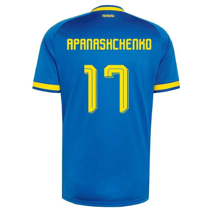 Danxen Barn Ukraina Daryna Apanashchenko #17 Blå Gul Marin Bortatröja Matchtröjor 26-28 Tröjor T-Tröja