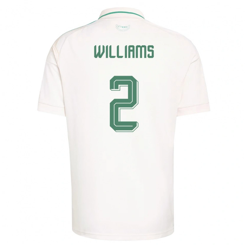 Danxen Barn Wales Morgan Williams #2 Vit Brun Grön Bortatröja Matchtröjor 26-28 Tröjor T-Tröja