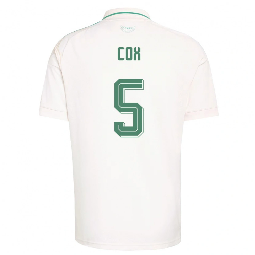 Danxen Barn Wales Daniel Cox #5 Vit Brun Grön Bortatröja Matchtröjor 26-28 Tröjor T-Tröja