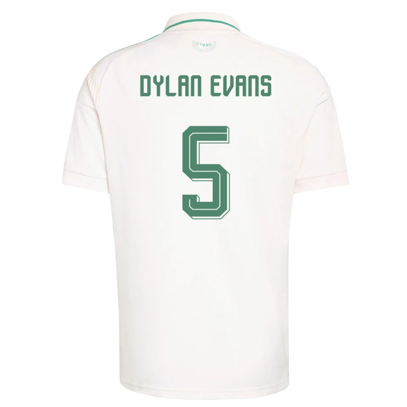 Danxen Barn Wales Dylan Evans #5 Vit Brun Grön Bortatröja Matchtröjor 26-28 Tröjor T-Tröja