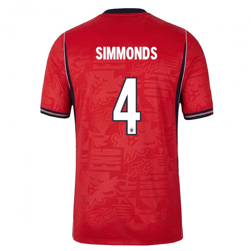 Danxen Barn England Freddie Simmonds #4 Röd Marin Vit Bortatröja Matchtröjor 26-28 Tröjor T-Tröja