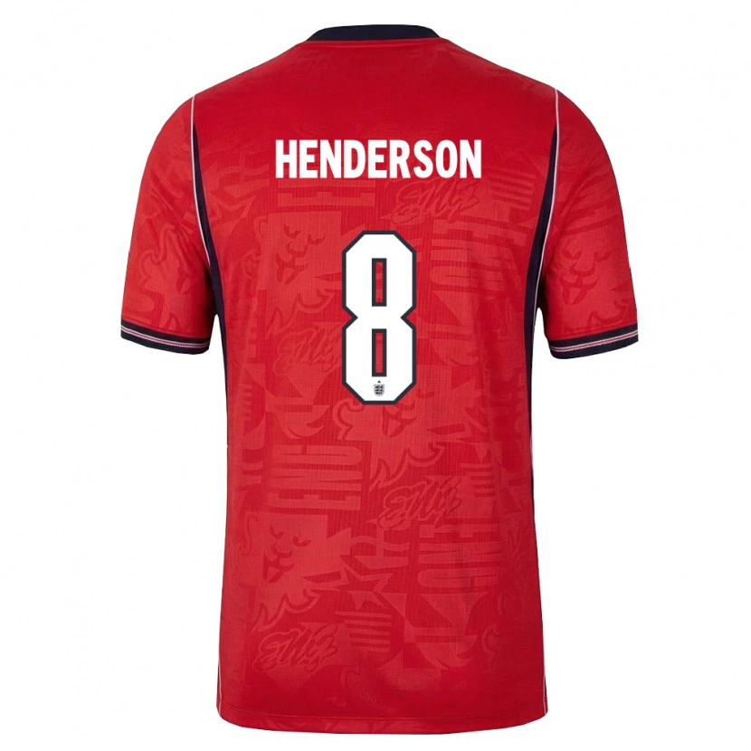 Danxen Barn England Jordan Henderson #8 Röd Marin Vit Bortatröja Matchtröjor 26-28 Tröjor T-Tröja