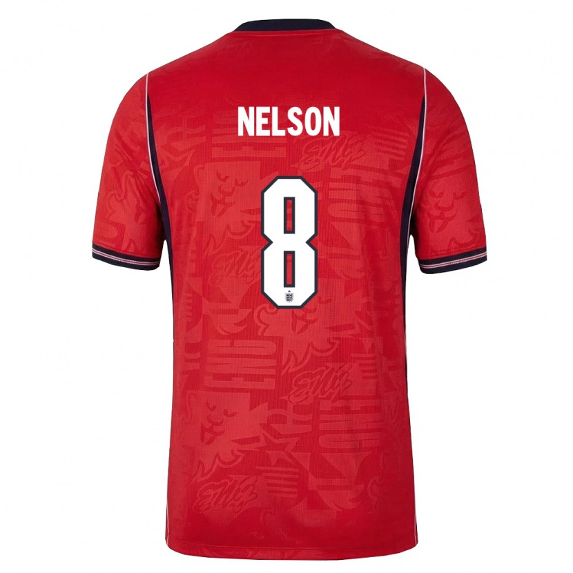 Danxen Barn England Zack Nelson #8 Röd Marin Vit Bortatröja Matchtröjor 26-28 Tröjor T-Tröja