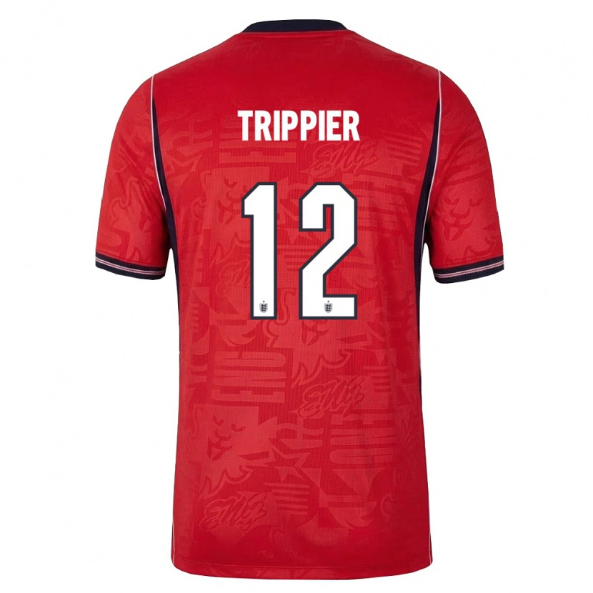 Danxen Barn England Kieran Trippier #12 Röd Marin Vit Bortatröja Matchtröjor 26-28 Tröjor T-Tröja