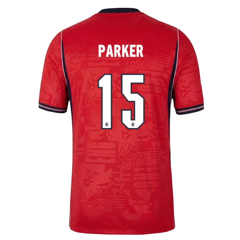 Danxen Barn England Lucy Parker #15 Röd Marin Vit Bortatröja Matchtröjor 26-28 Tröjor T-Tröja