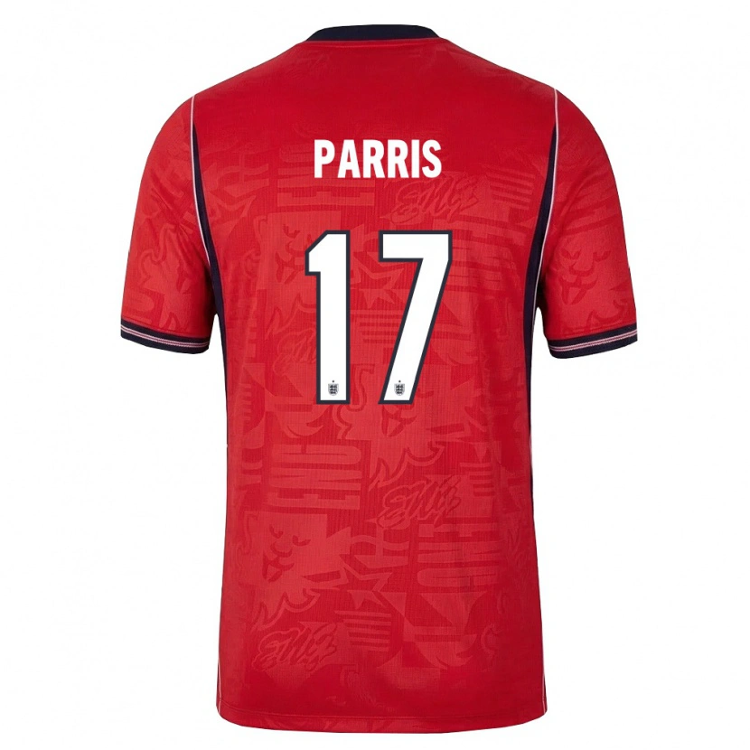 Danxen Barn England Nikita Parris #17 Röd Marin Vit Bortatröja Matchtröjor 26-28 Tröjor T-Tröja