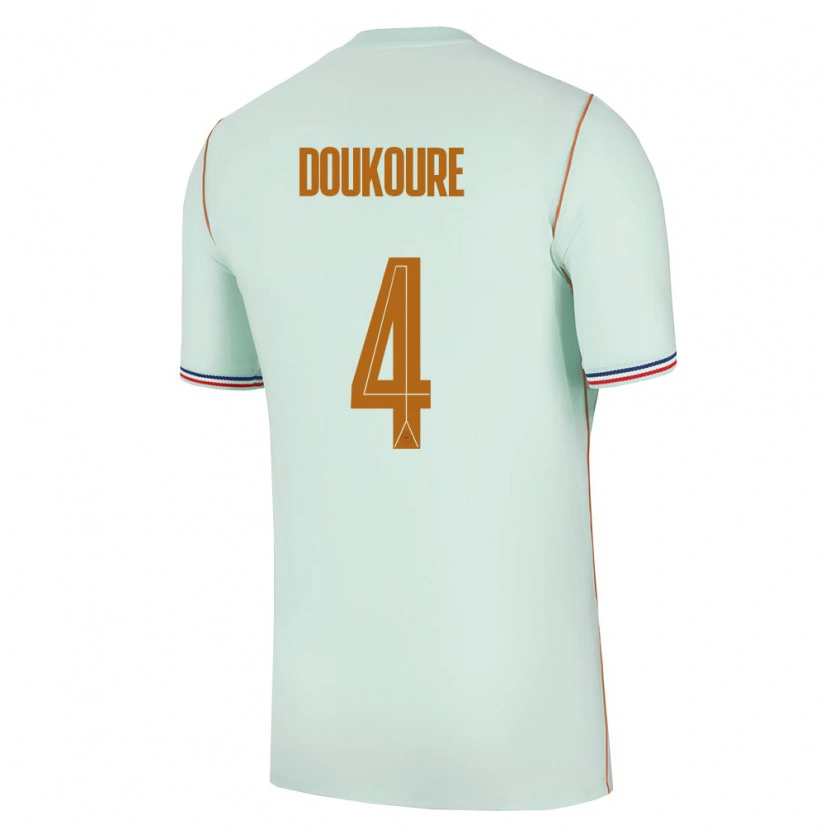 Danxen Barn Frankrike Ismael Doukoure #4 Grön Guld Bortatröja Matchtröjor 26-28 Tröjor T-Tröja