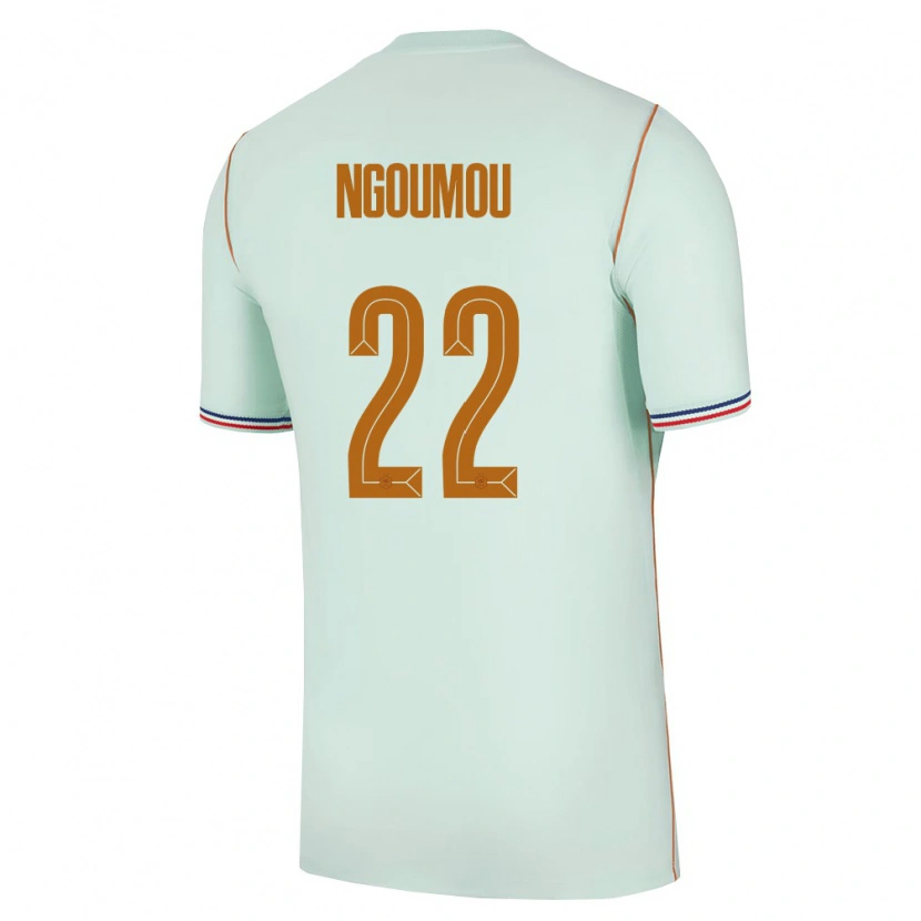 Danxen Barn Frankrike Nathan Ngoumou #22 Grön Guld Bortatröja Matchtröjor 26-28 Tröjor T-Tröja