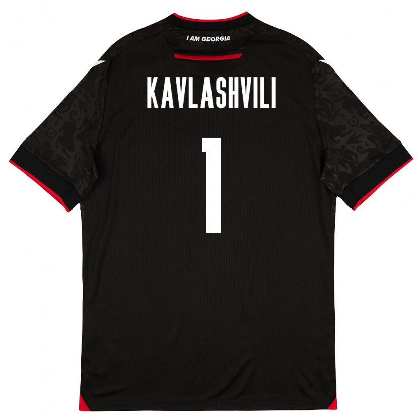 Danxen Barn Georgia Giorgi Kavlashvili #1 Svart Vit Röd Bortatröja Matchtröjor 26-28 Tröjor T-Tröja
