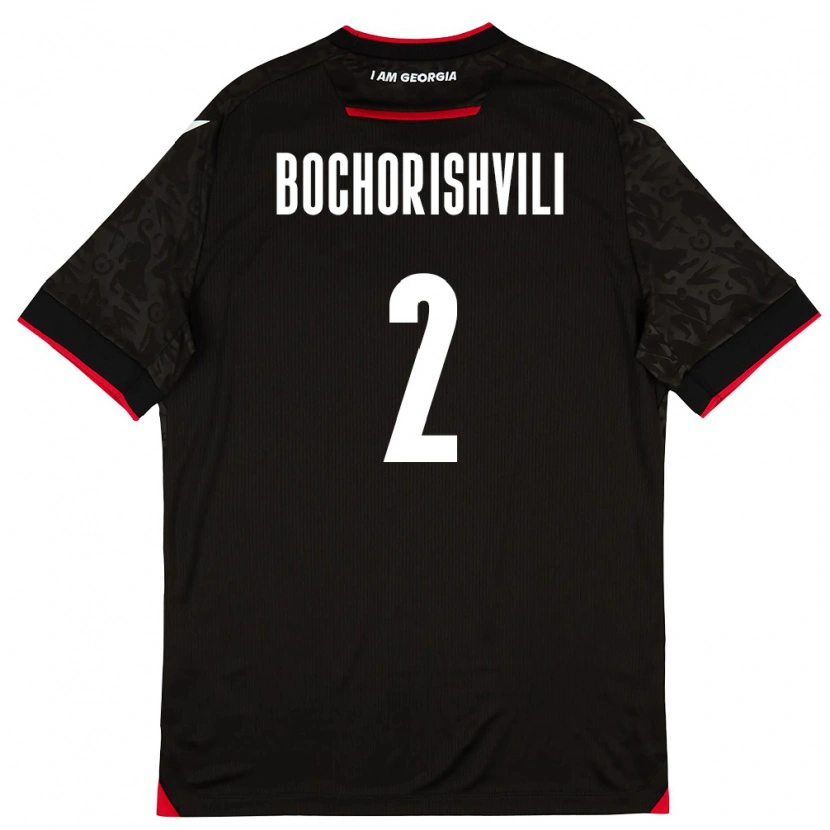 Danxen Barn Georgia Nikoloz Bochorishvili #2 Svart Vit Röd Bortatröja Matchtröjor 26-28 Tröjor T-Tröja