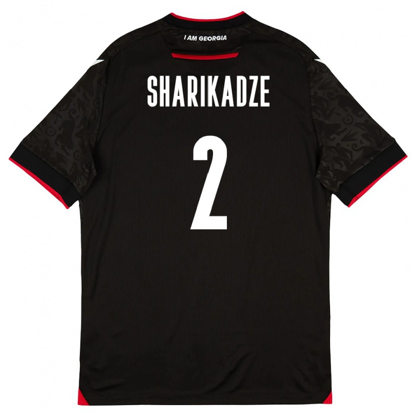 Danxen Barn Georgia Luka Sharikadze #2 Svart Vit Röd Bortatröja Matchtröjor 26-28 Tröjor T-Tröja