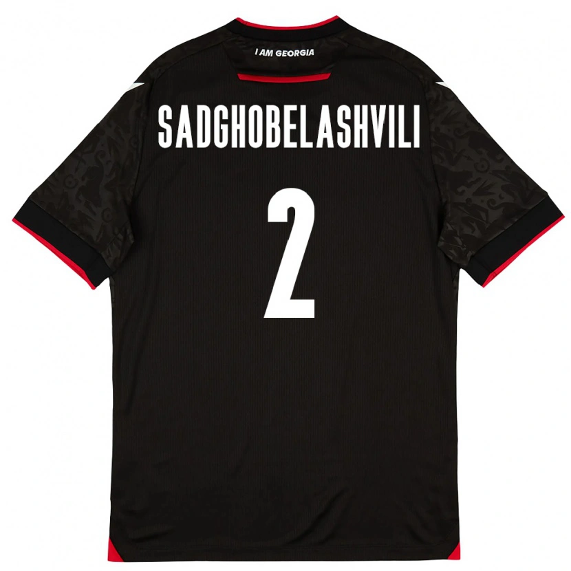 Danxen Barn Georgia Gela Sadghobelashvili #2 Svart Vit Röd Bortatröja Matchtröjor 26-28 Tröjor T-Tröja