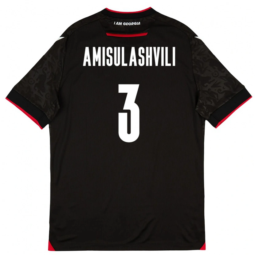 Danxen Barn Georgia Aleksandre Amisulashvili #3 Svart Vit Röd Bortatröja Matchtröjor 26-28 Tröjor T-Tröja