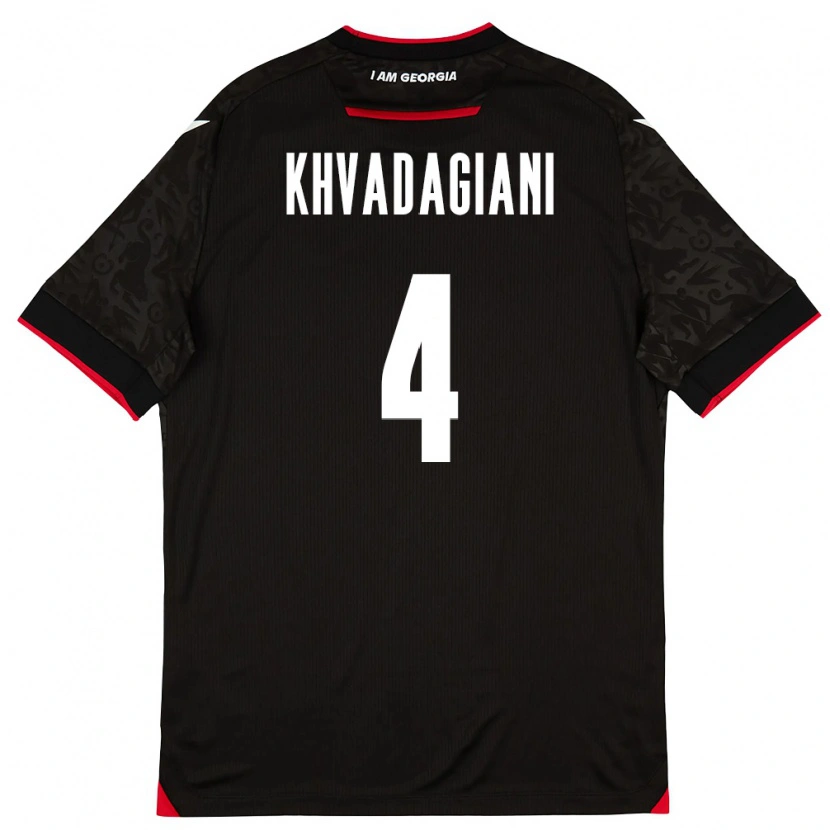 Danxen Barn Georgia Saba Khvadagiani #4 Svart Vit Röd Bortatröja Matchtröjor 26-28 Tröjor T-Tröja