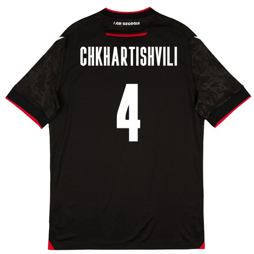 Danxen Barn Georgia Nino Chkhartishvili #4 Svart Vit Röd Bortatröja Matchtröjor 26-28 Tröjor T-Tröja