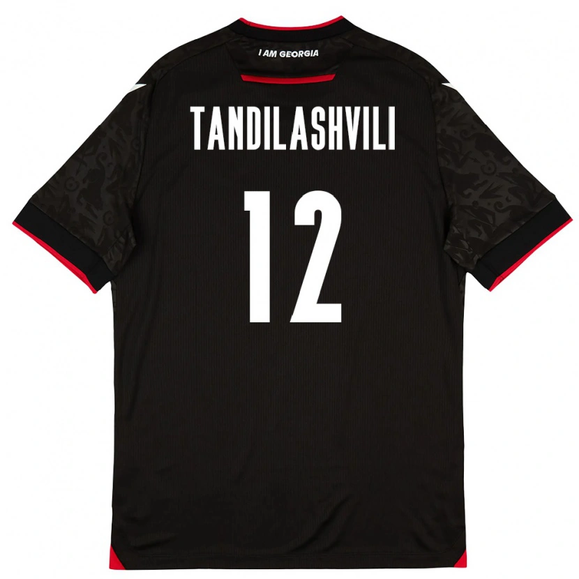 Danxen Barn Georgia Levan Tandilashvili #12 Svart Vit Röd Bortatröja Matchtröjor 26-28 Tröjor T-Tröja