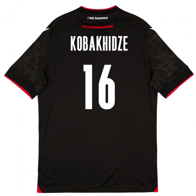 Danxen Barn Georgia Georgiy Kobakhidze #16 Svart Vit Röd Bortatröja Matchtröjor 26-28 Tröjor T-Tröja