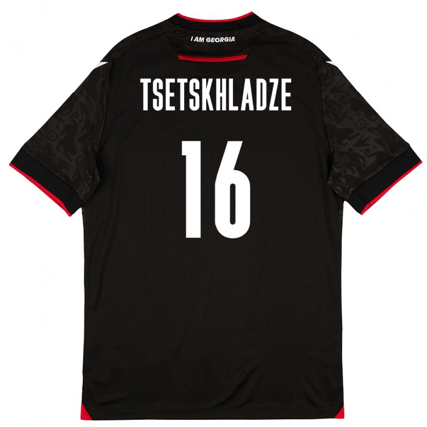Danxen Barn Georgia Nikoloz Tsetskhladze #16 Svart Vit Röd Bortatröja Matchtröjor 26-28 Tröjor T-Tröja