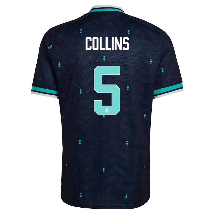 Danxen Barn Tyskland Nnamdi Collins #5 Marin Himmelblå Vit Bortatröja Matchtröjor 26-28 Tröjor T-Tröja