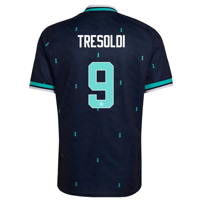Danxen Barn Tyskland Nicolò Tresoldi #9 Marin Himmelblå Vit Bortatröja Matchtröjor 26-28 Tröjor T-Tröja