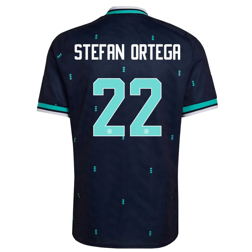Danxen Barn Tyskland Stefan Ortega #22 Marin Himmelblå Vit Bortatröja Matchtröjor 26-28 Tröjor T-Tröja