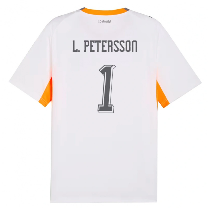Danxen Barn Island Lúkas Petersson #1 Vit Orange Grå Bortatröja Matchtröjor 26-28 Tröjor T-Tröja